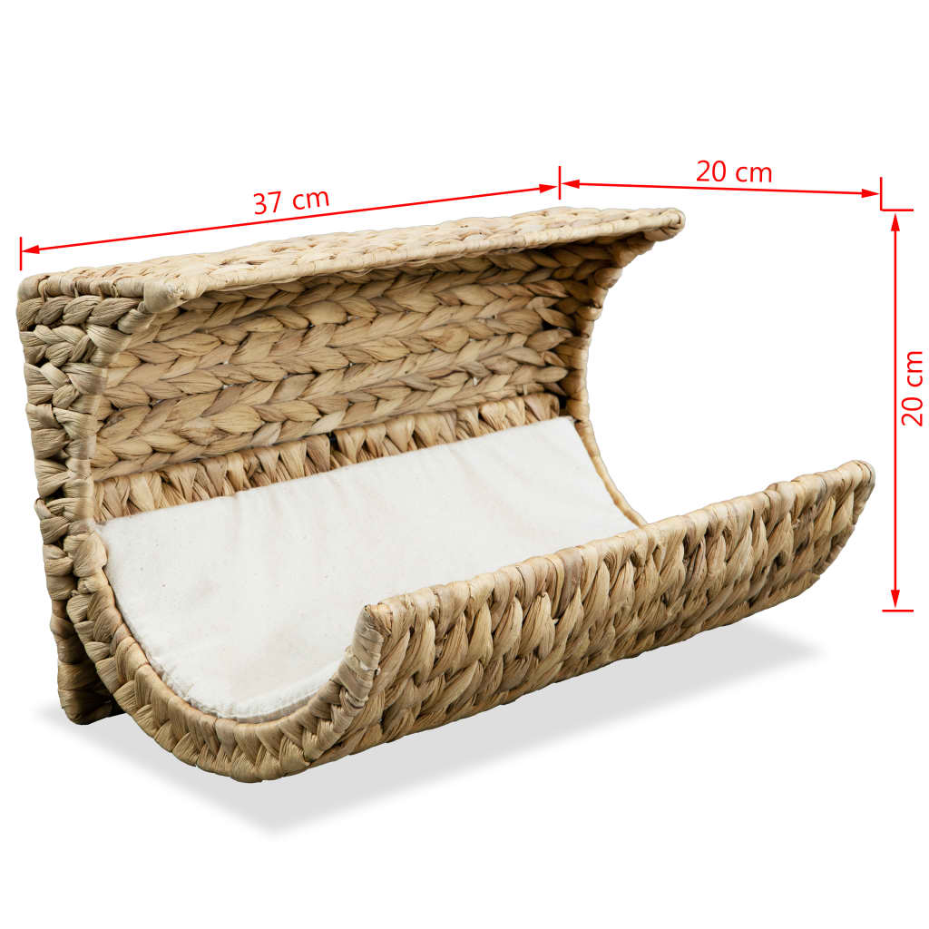 Cat Bed with Cushion Water Hyacinth 14.6"x7.9"x7.9"-5