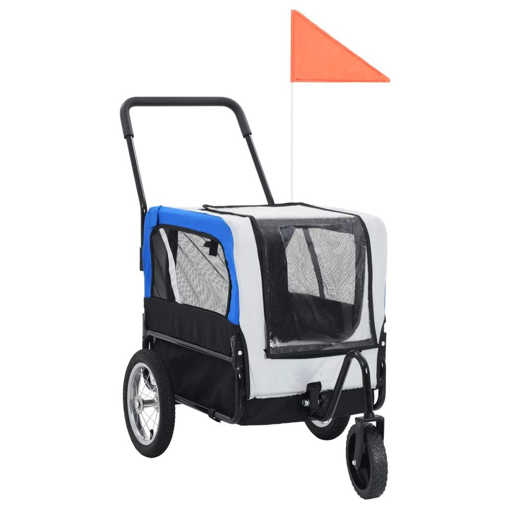 2-in-1 Pet Bike Trailer & Jogging Stroller Flag Dog Stroller Gray/Red