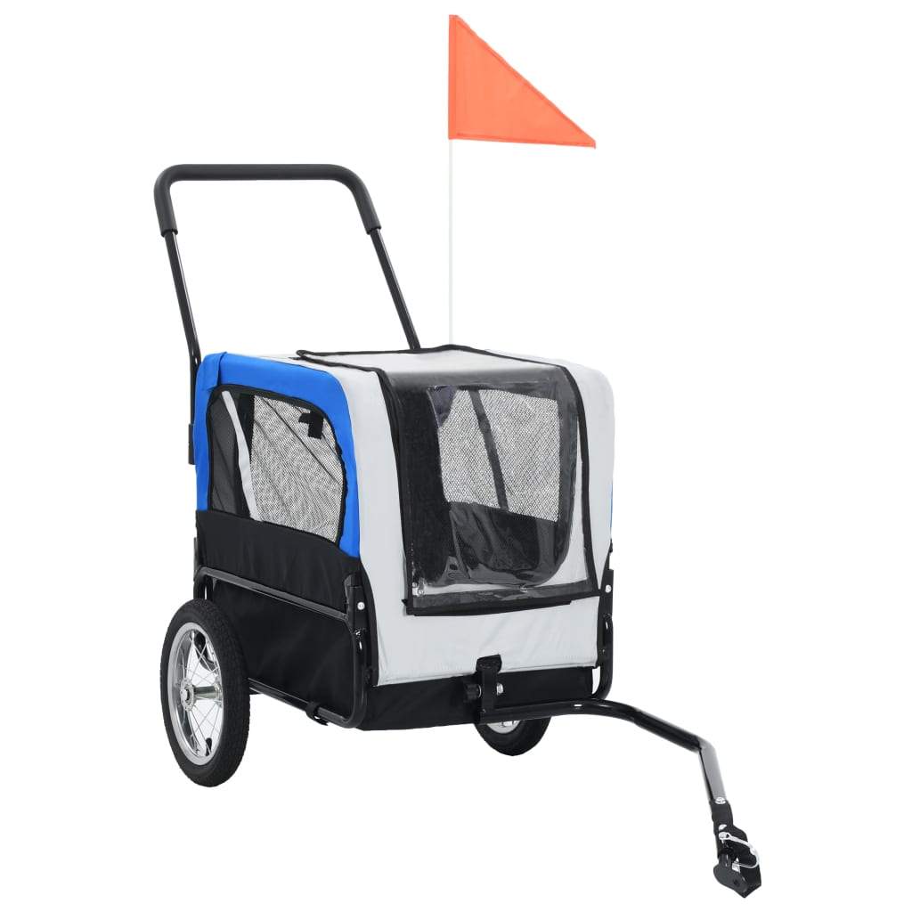 2-in-1 Pet Bike Trailer & Jogging Stroller Flag Dog Stroller Gray/Red