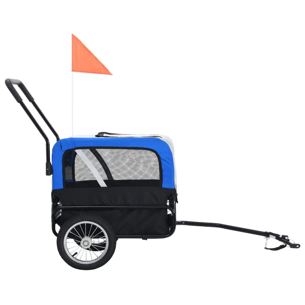2-in-1 Pet Bike Trailer & Jogging Stroller Flag Dog Stroller Gray/Red