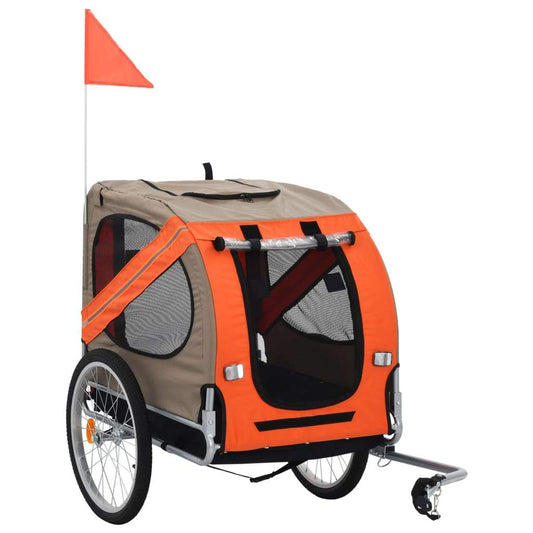 Dog Bike Trailer Foldable Sturdy Pet Flag Stroller Jogger Orange/Red