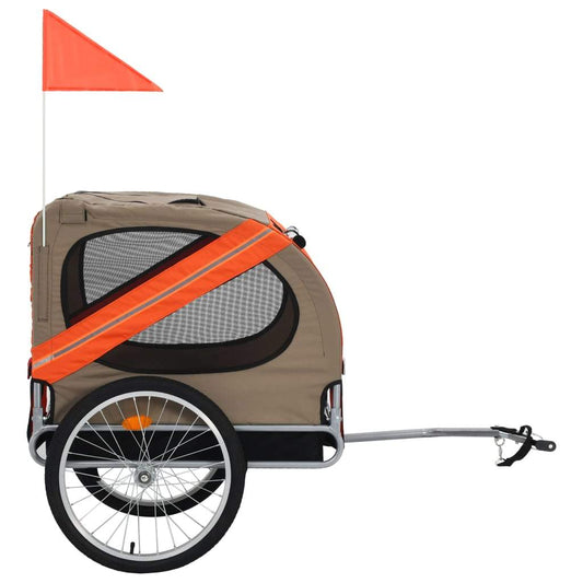 Dog Bike Trailer Foldable Sturdy Pet Flag Stroller Jogger Orange/Red